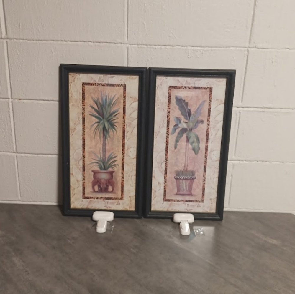 Framed Botanical Wall Art Set - Black Frames